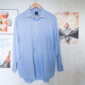 David Donahue Blue Gingham Button down shirt
